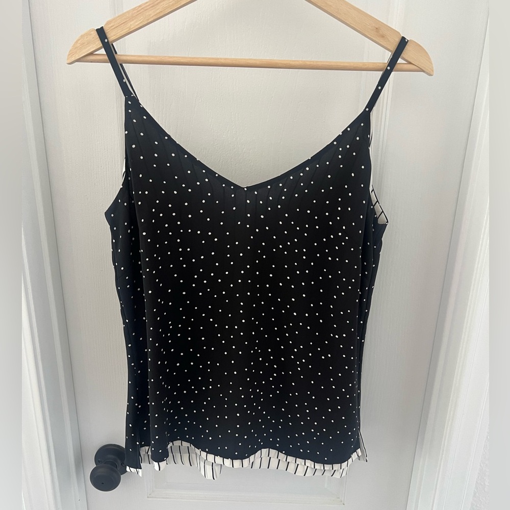 WHBM Reversible White House Black Market Stripes Polka Dots Camisole sz M
